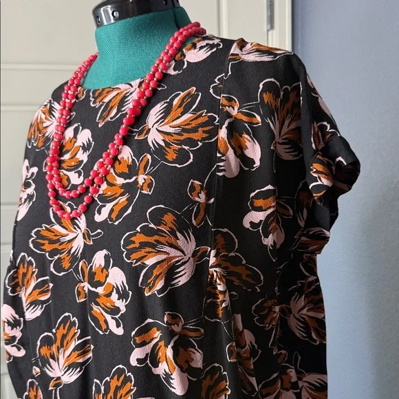 Madewell Dusk Blossom Top Women’s M Short Sleeve Drapey Viscose Blouse Shirred - Picture 4 of 12